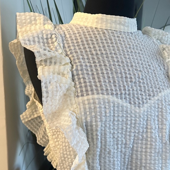 Maeve Textured Cream Ruffle Blouse - Picture 7 of 13